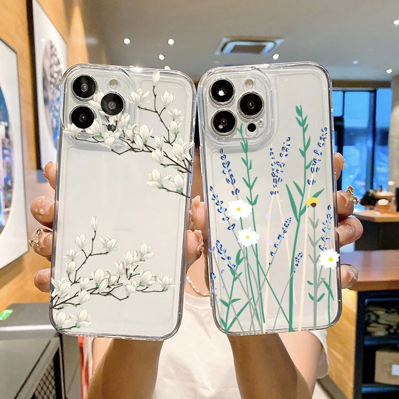 Redmi Note 14 Clear Case | Jasmine Floral Shock-Absorbing Slim Fit Cover Tidesmit