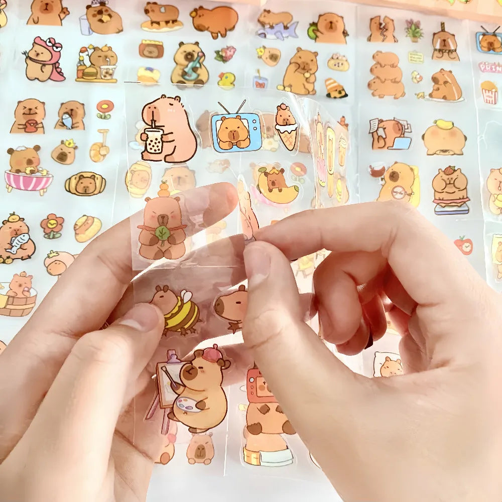 Capybara Cartoon Sticker Pack (100 Designs) | Removable Waterproof Decals for DIY Crafts & Home Decor