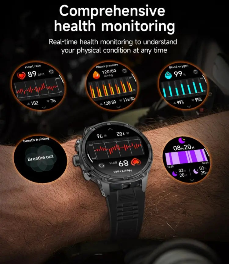 YLL-V99 High Quality IP67 Waterproof 1.85 Inch Smart Round Sports Watch Sleep Tracker Fitness Gift for Friends