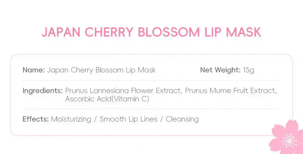Sakura Lip Mask - Moisturizing Repair Treatment for Dry Lips 15g Lip Care Tidesmit
