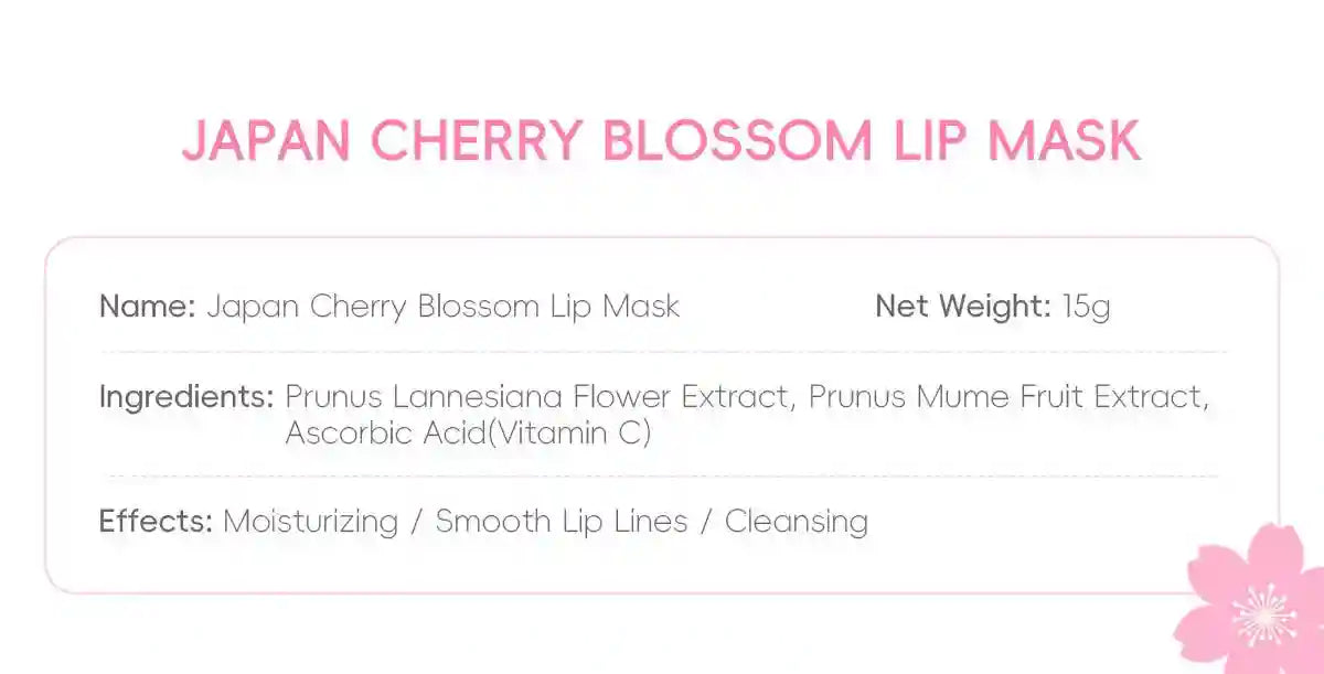 Sakura Lip Mask - Moisturizing Repair Treatment for Dry Lips 15g Lip Care Tidesmit