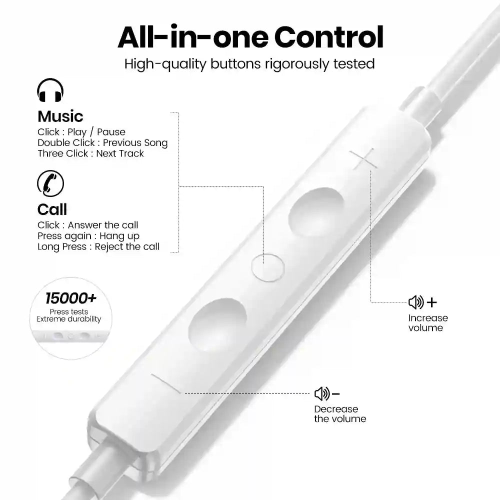 Wired Earphones With Microphone - 3.5mm In-Ear Noise Isolating Headset Tidesmit