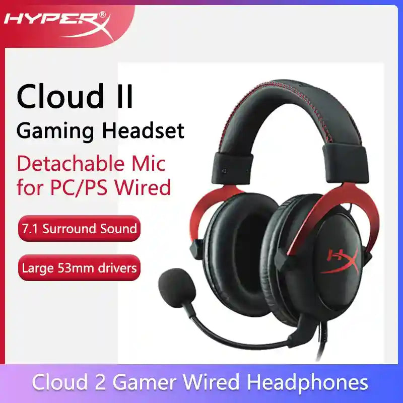 HyperX Cloud II Gaming Headset - 7.1 Surround Sound Over-Ear Headphones Tidesmit