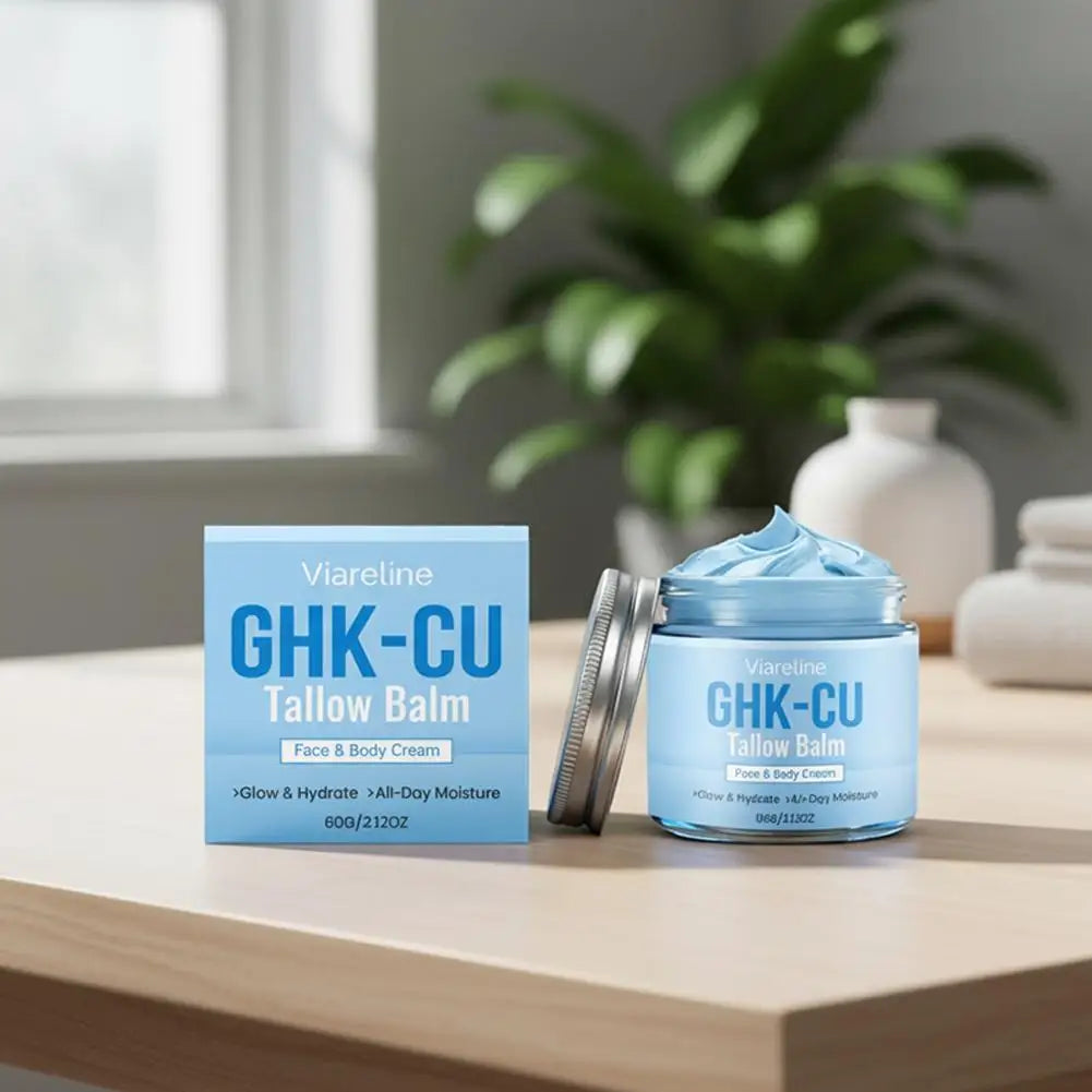 Natural GHK CU Copper Peptide Tallow Balm Blue Cream Deep Hydrating Brightening Moisturizer For Face And Body Dry Sensitive