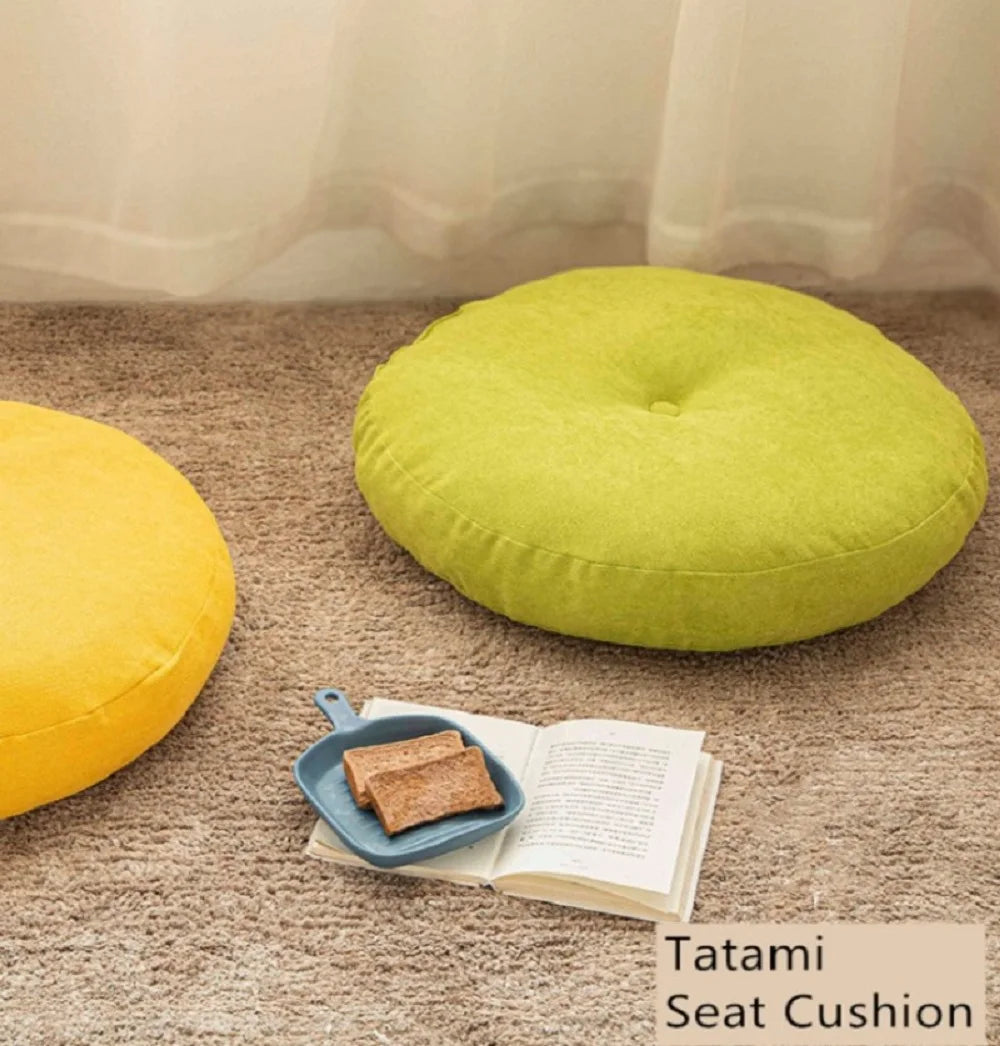 Floor Seat Cushion Thickened Meditation Chair Cushion Simple Japan Style Futon Round Cotton and Linen Tatami Balcony Cushions 방석