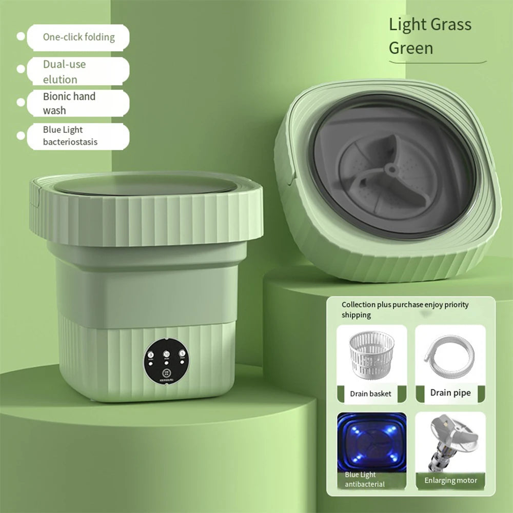 Tidesmit 11L 6L portable mini washing machine with drain basket and dual-capacity settings for camping or apartments