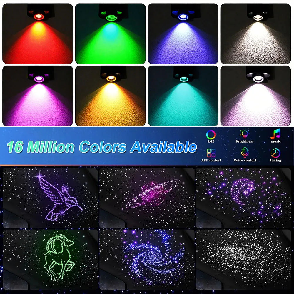 Fiber Optic Star Ceiling Kit - RGB Music Control with 16W LED Light Engine Tidesmit