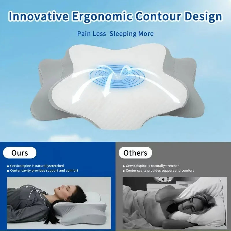 Butterfly Side Sleeping Pillow with Memory Cotton for Neck Support Massage Cushion Tidesmit
