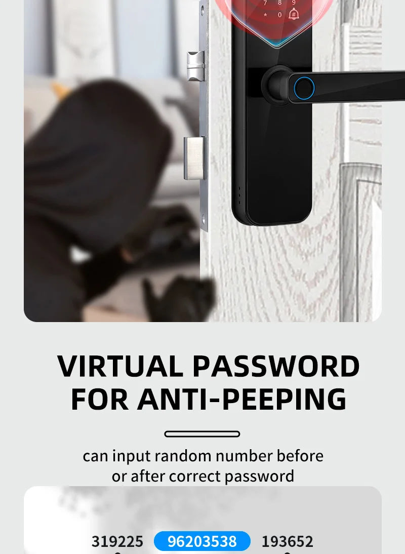 XSDTS New Tuya Wifi Digital Electronic Smart Door Lock With Biometric Camera Fingerprint Smart Card Password Key Unlock
