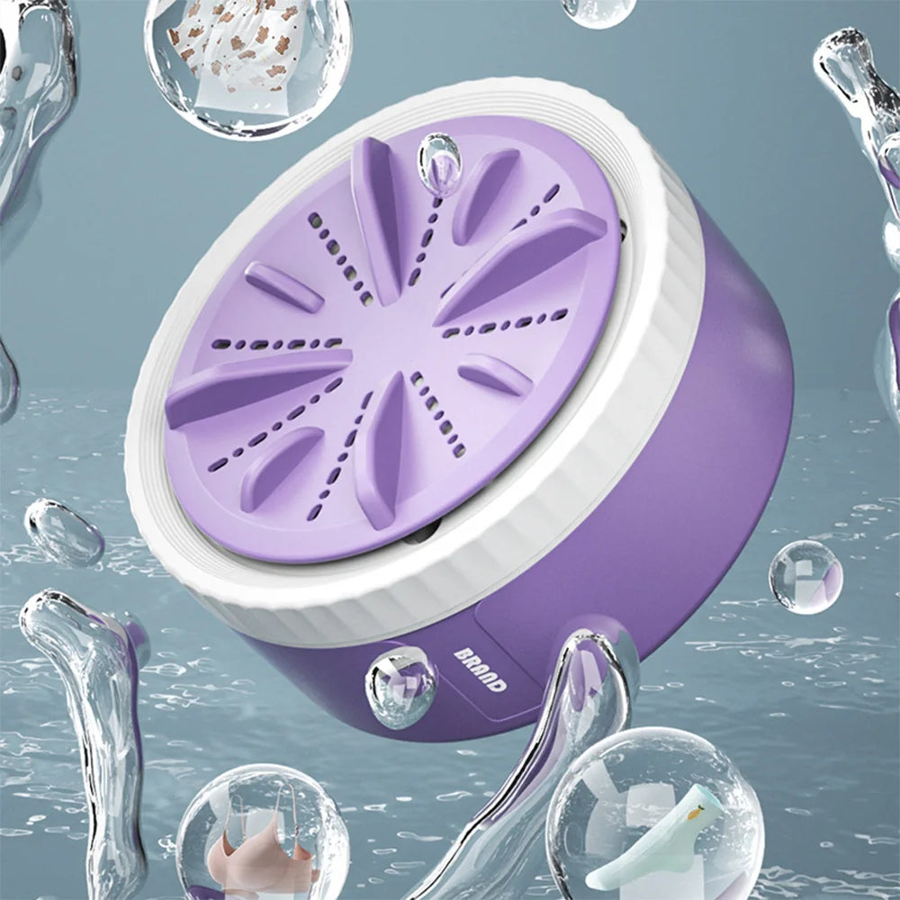 Tidesmit portable USB mini washing machine and ultrasonic fruit dishwasher for travel and home use, side angle view.