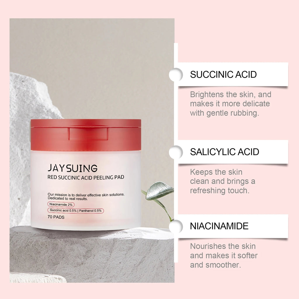 Succinic Acid Peeling Pads - Gentle Exfoliating Facial Treatment Scrubs Treatments Tidesmit