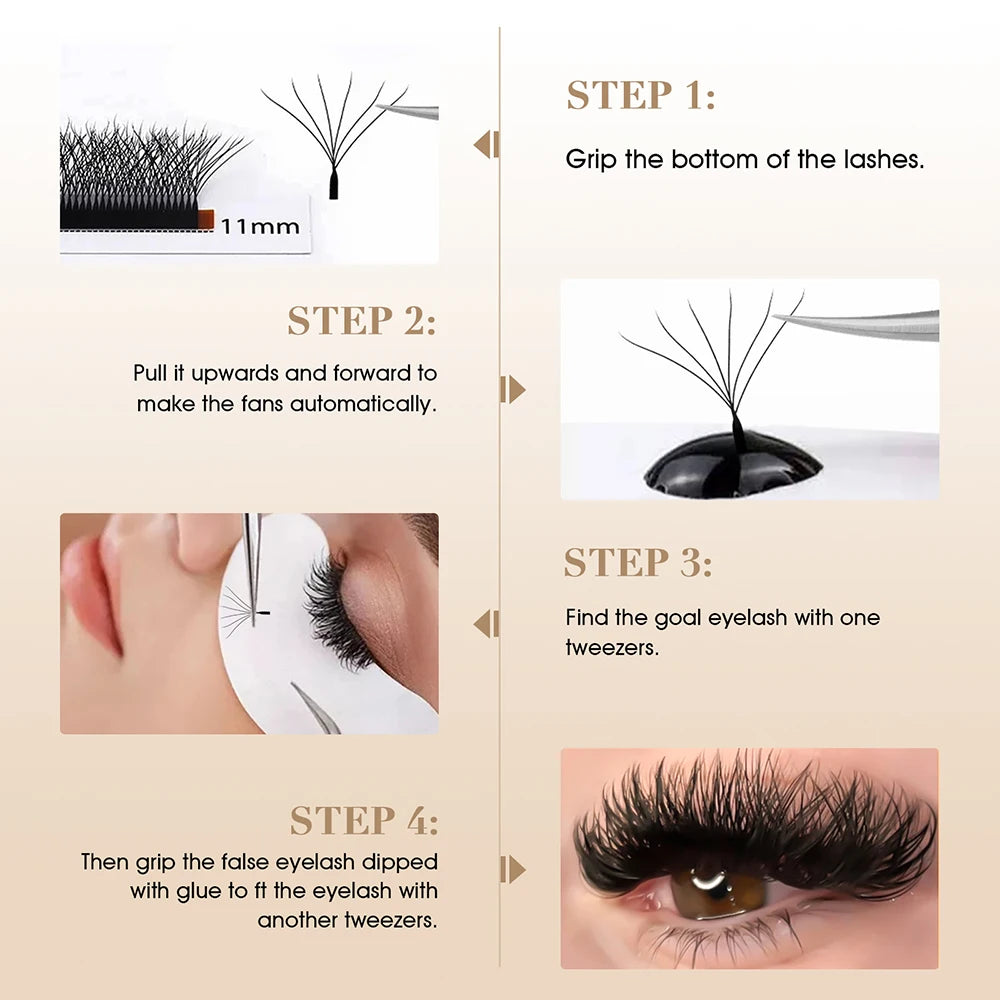 Premade Volume Fans Eyelashes 3D W Shape 0.07mm C Curl - Tidesmit False Eyelashes Tidesmit