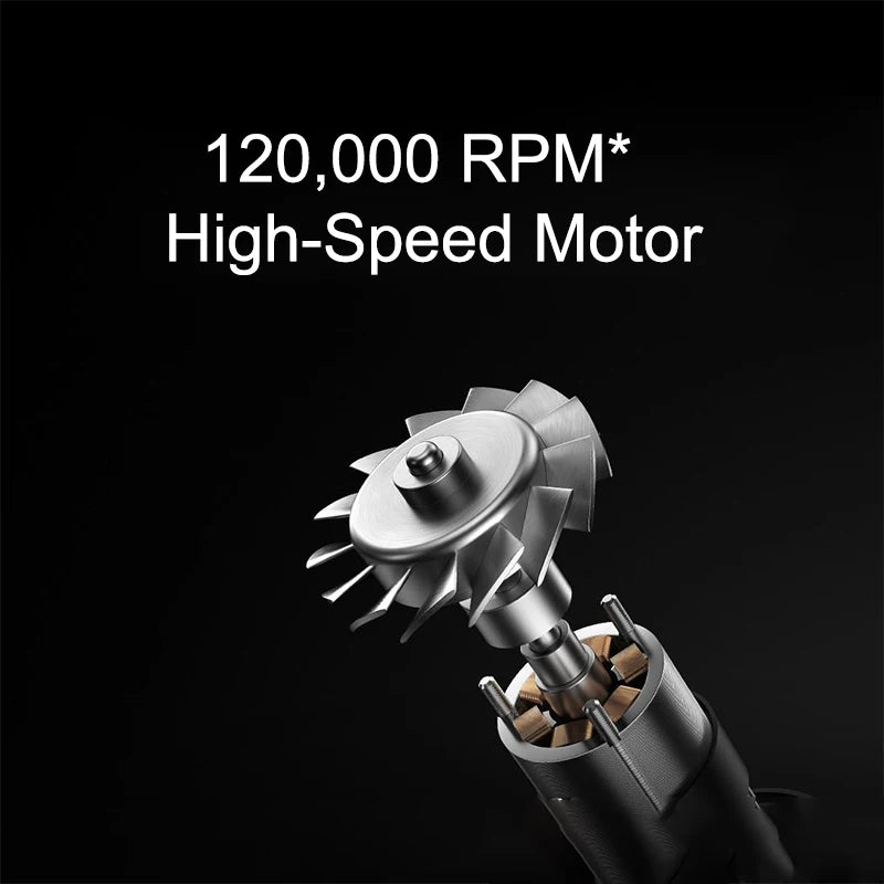MIJIA Pro hair dryer 120,000 RPM high-speed motor diagram for fast-drying, professional hair care performance.