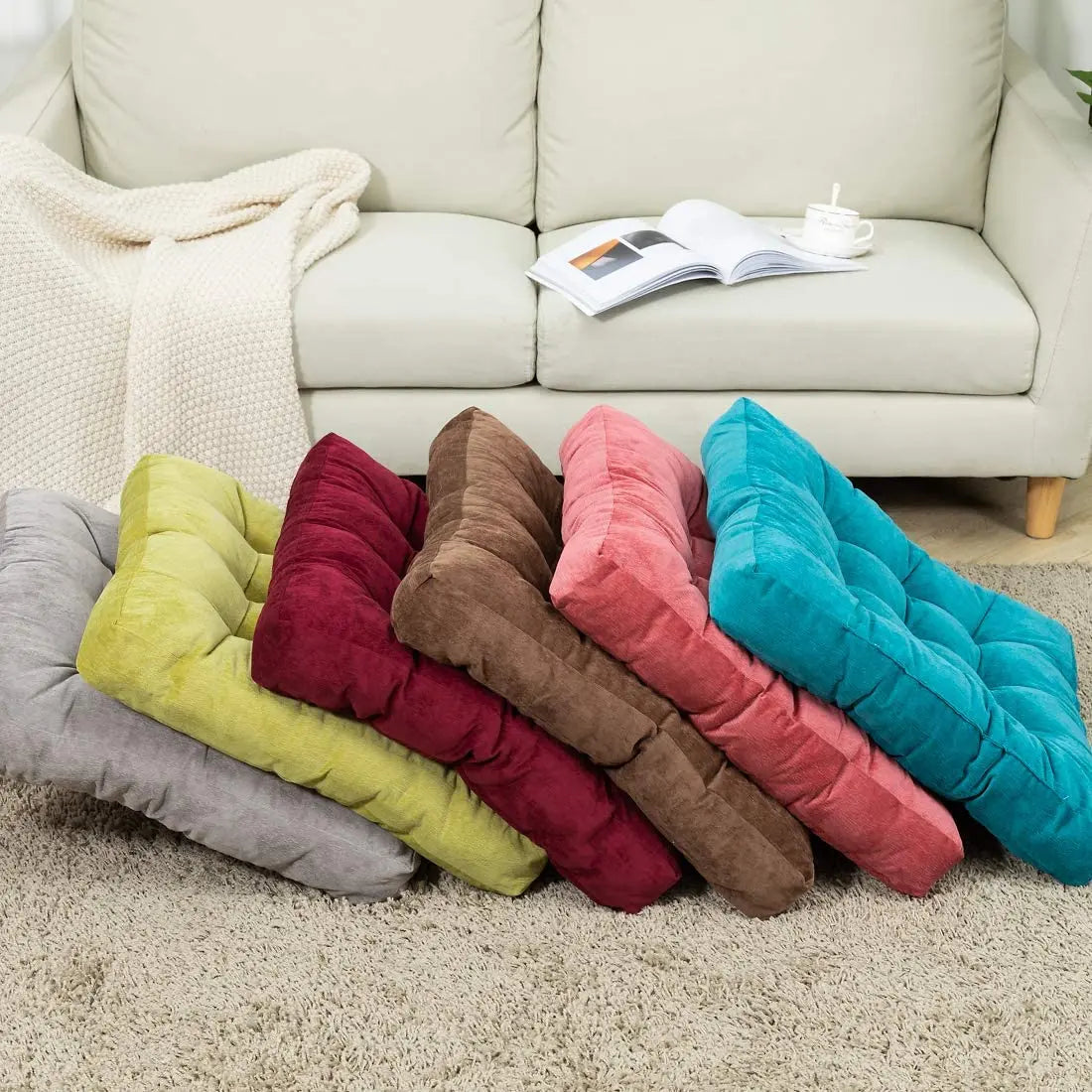 Floor Pillow Square Floor Seating Pillow Cushion Meditation Yoga Seat Kneeling Pillows Thick Tufted Cushions Mat Pad Balcony