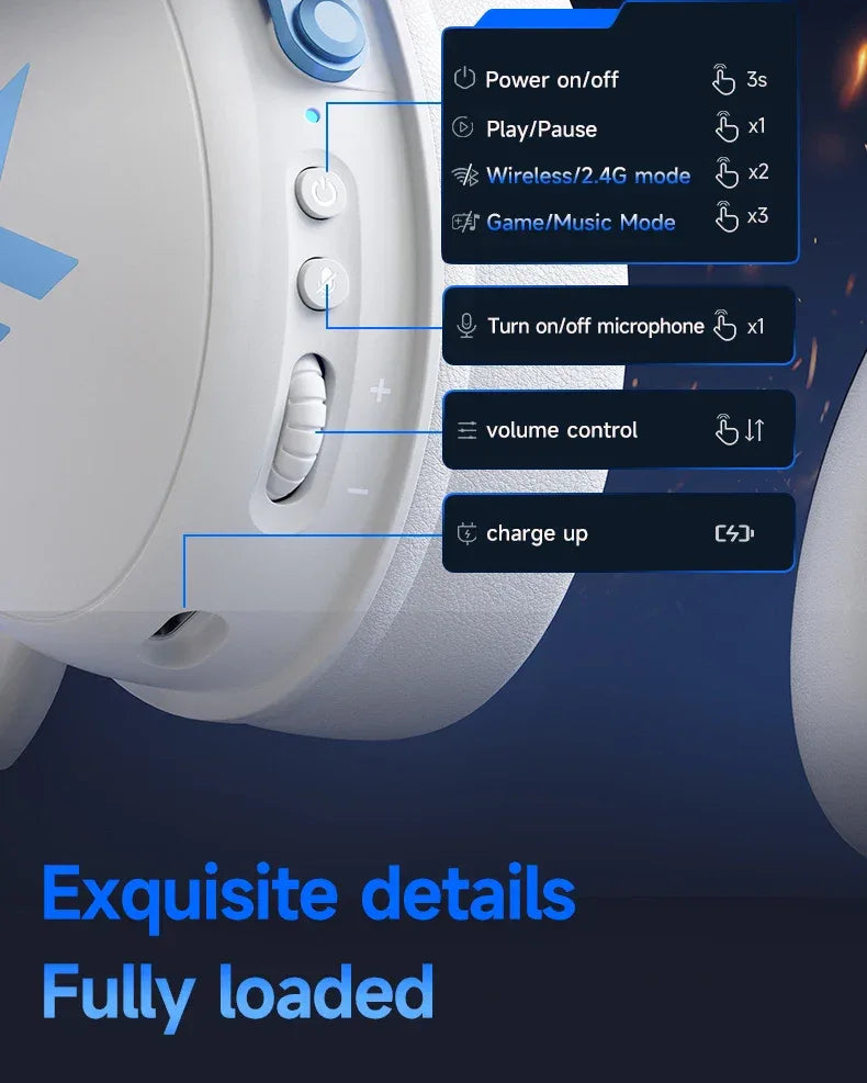 Wireless Gaming Headset V9 Pro - 7.1 Surround Sound Over-Ear Headphones Tidesmit