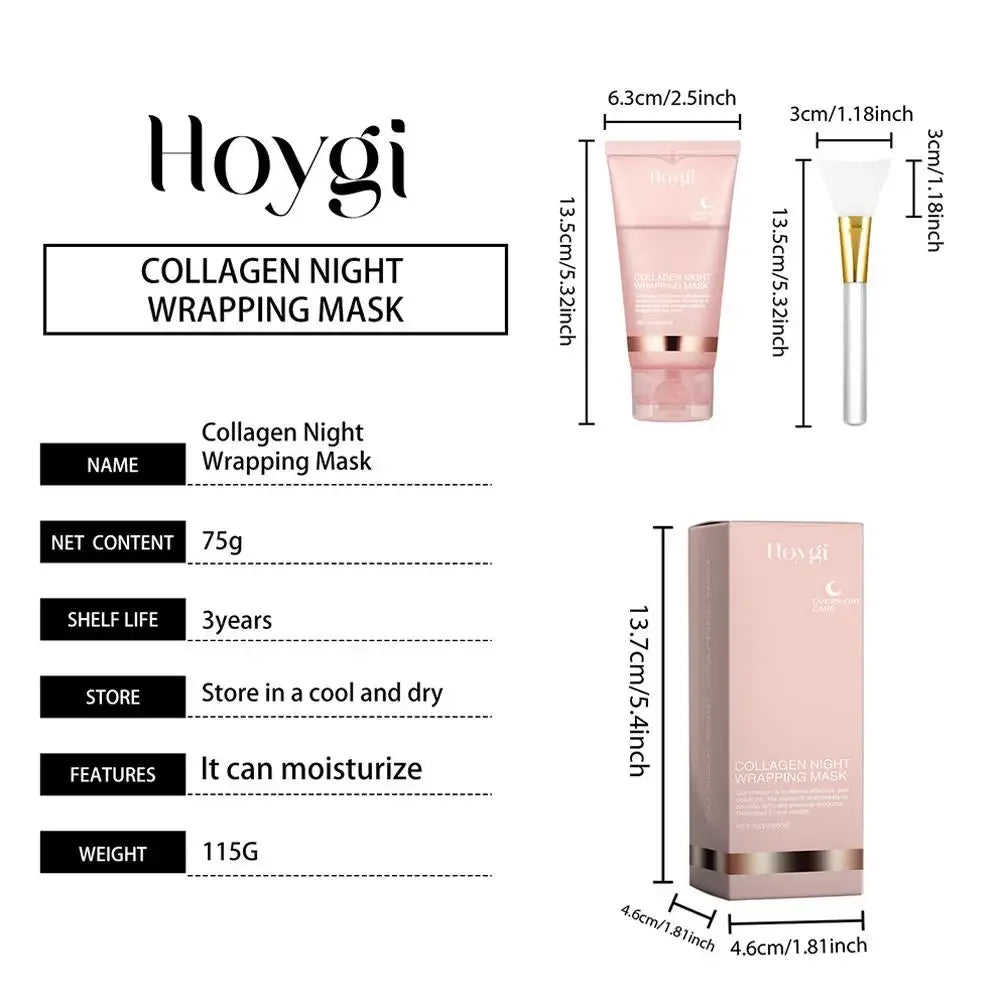Tidesmit Collagen Overnight Wrapping Peel Off Facial Mask texture close-up for deep hydration night skincare 75ml