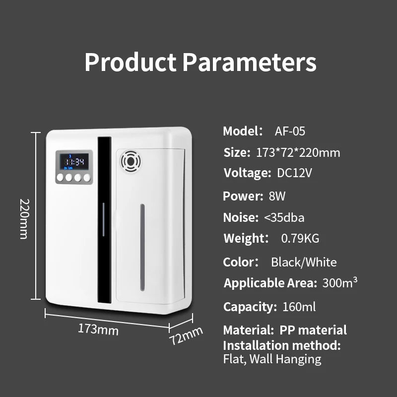 NAMSTE Bluetooth 300m³ Smart Essential Oil Aroma Diffuser Waterless Wall-mounted Aromatherapy Machine 200ml Capacity Home Hotel