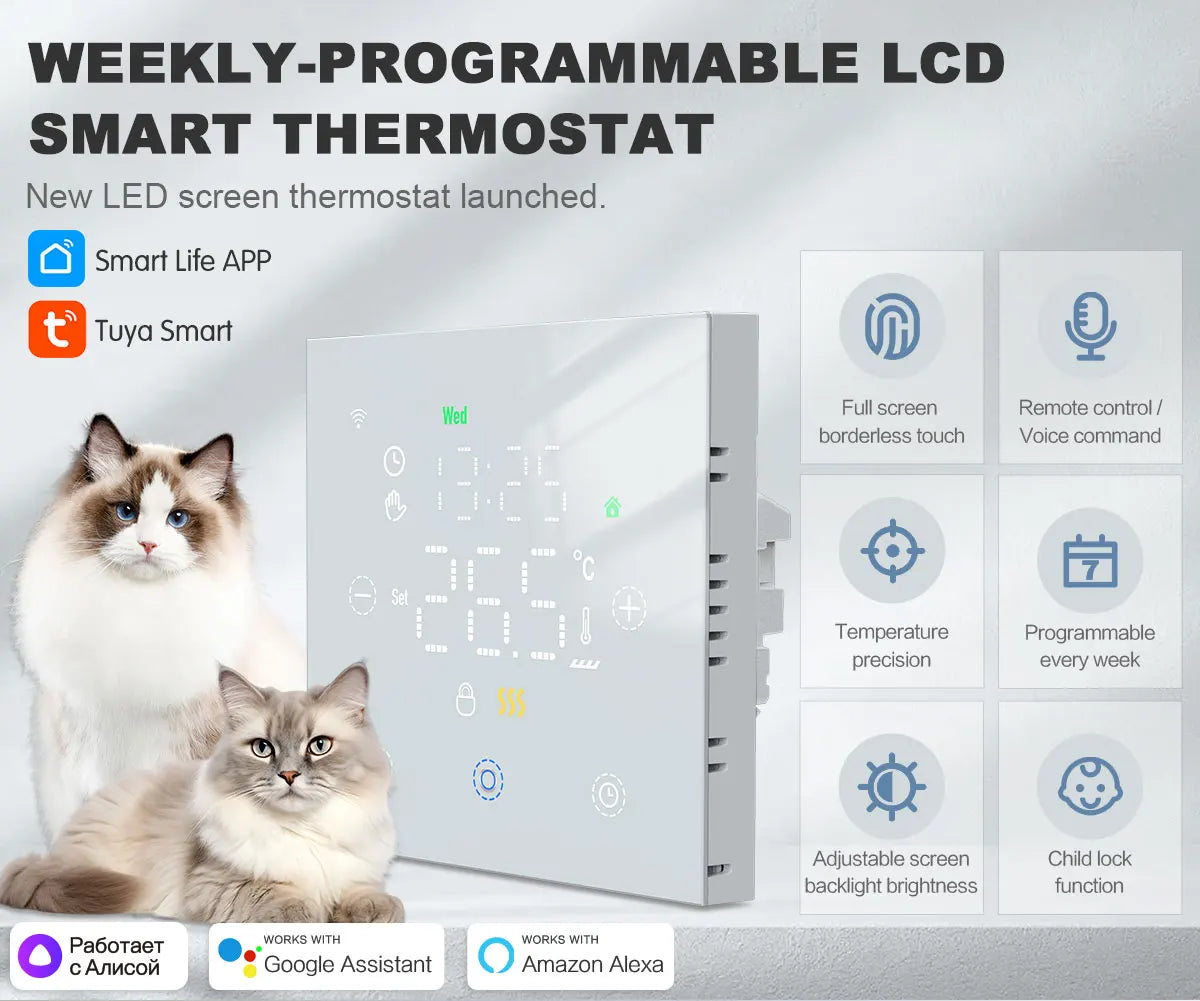 Smart Floor Heating Thermostat WiFi Tuya Temperature Controller Electric/Water/Gas Boiler Remote Thermoregulator Alexa Google