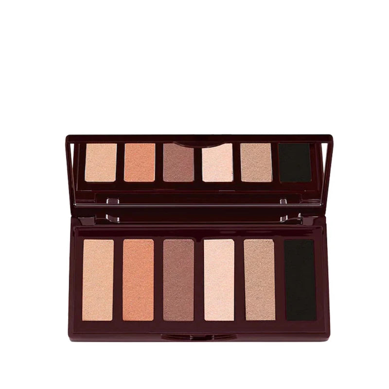 Tidesmit 9 color rose pink eyeshadow palette showing diverse pearly matte and glitter makeup texture detail