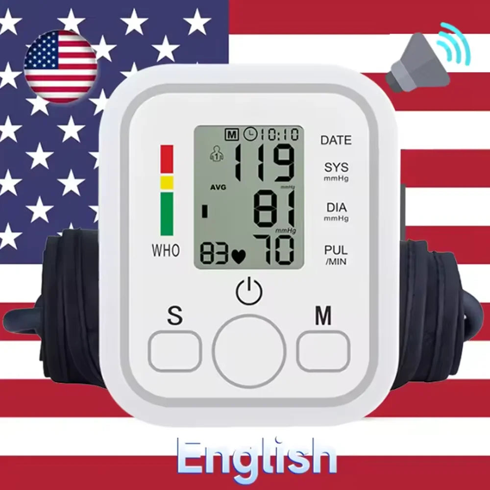Automatic Digital ARM Blood Pressure Monitor, Sphygmomanometer,Tonometer,Tensiometer,Heart Rate Meter,BP Monitor Health Care