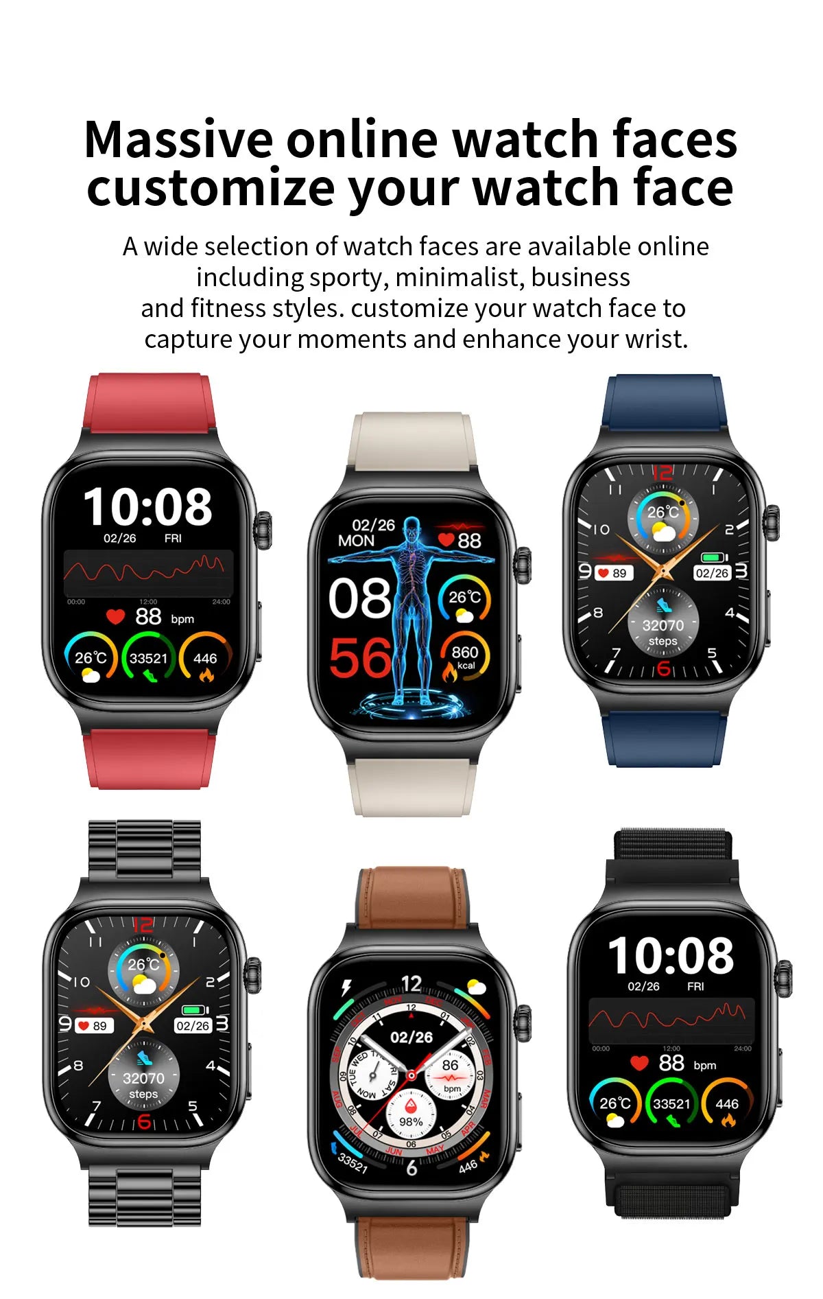 2026 New ECG Heart Health Analysis Smart Watch Accurate Uric Acid Blood Pressure Body Fat Five organ Fitness Health Smart Watch