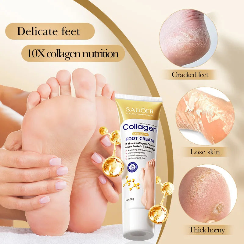 Collagen Foot Cream: Deep Moisturizing & Repairing Foot Care Scrubs Treatments Tidesmit