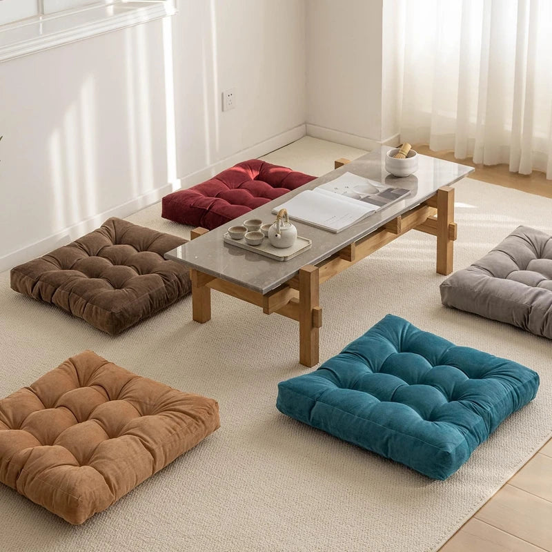 Floor Pillow Square Floor Seating Pillow Cushion Meditation Yoga Seat Kneeling Pillows Thick Tufted Cushions Mat Pad Balcony