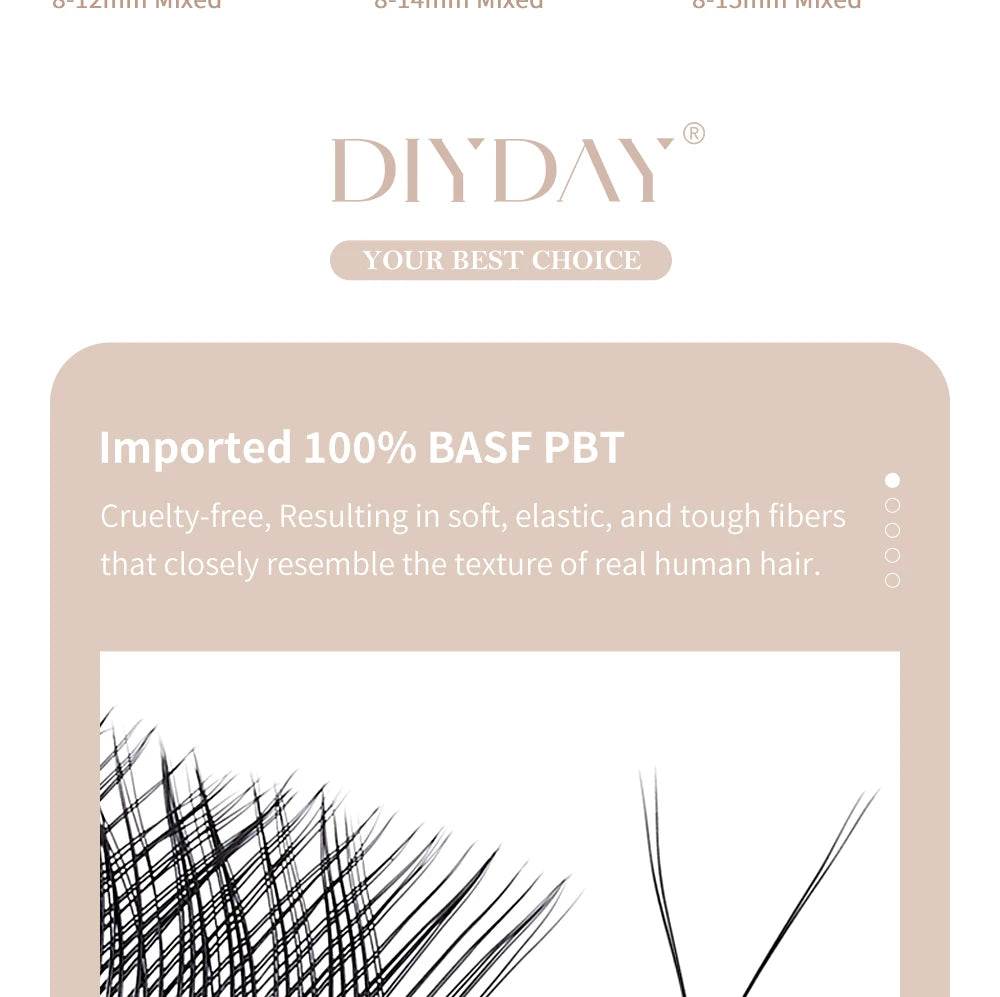 DIYDAY YY Shape Eyelash Extensions C D L LU Curl Brown Lashes Natural Soft Premade Volume Fans Two Tips Y-Shaped False