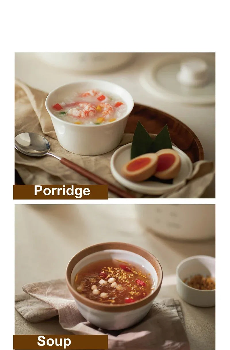 1.2L electric rice cooker with ceramic non-stick pot, serving porridge and soup