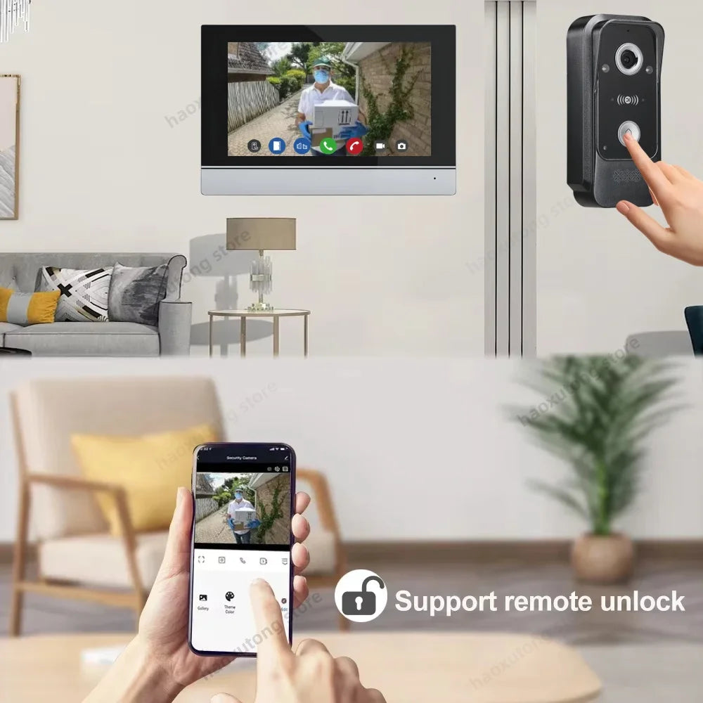 TUYA 1080P 10 Inch Video Intercom Touch Screen Wireless WiFi POE Wired Doorbell RFID Access Control Night Vision Waterproof