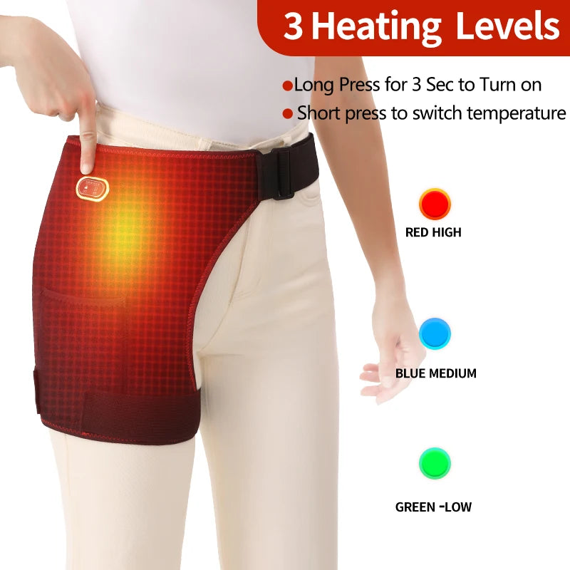 Heated Hip Brace With Vibration Massage - Muscle Recovery Support Fascia Gun Tidesmit