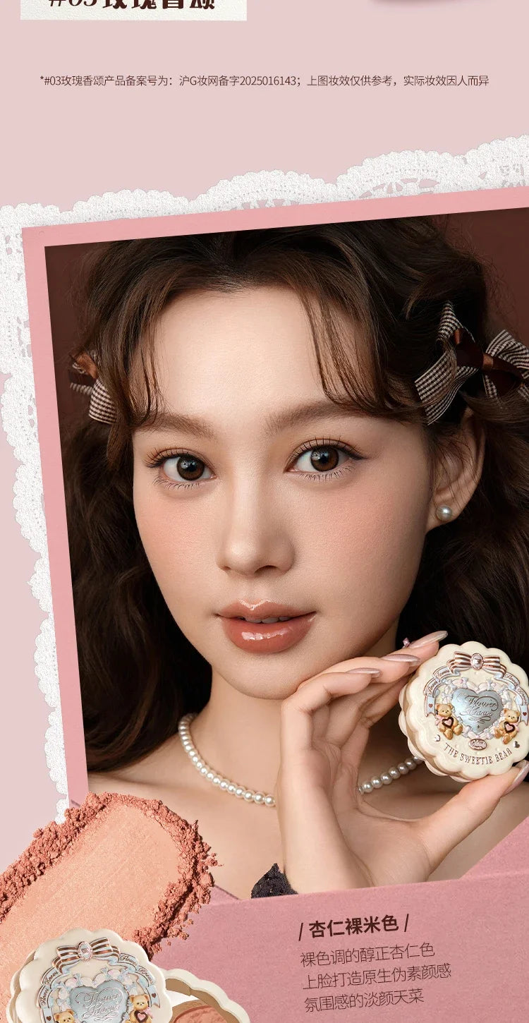 Tidesmit Flower Knows Sweetie Bear silk satin blush powder matte face contour swatch detail view