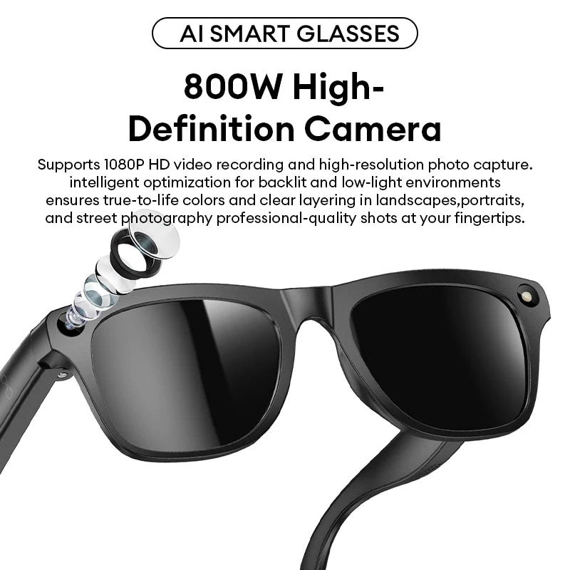 AI Smart Glasses with Camera & Translator - Black Frames by Tidesmit Tidesmit
