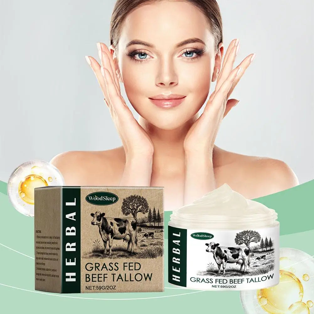 Beef Tallow, Beef Tallow for Skin, Tallow Face Moisturizer, 100% Unscented Organic Grass Fed Finished Whipped Tallow Face Cream