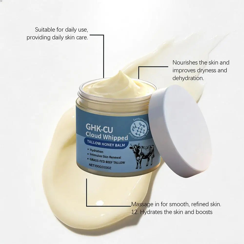100g Grass-Fed Tallow Honey Balm Methylene Blue GHK-CU Copper Peptide Hydrating Face Body Moisturizer For All Skin Type