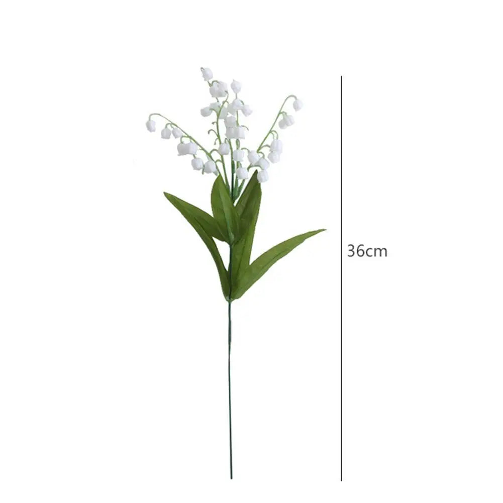 1 Pcs Artificial Flower Lily Of The Valley Flower Bunch W/ 3 Bunch White Green For Home Decoration Accessories