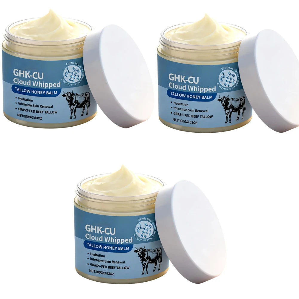 GHK-CU Copper Peptides Beef Tallow Cream Manuka Honey Blue Balm Face Body Moisturizer for Mature Dry Sensitive Skin Care