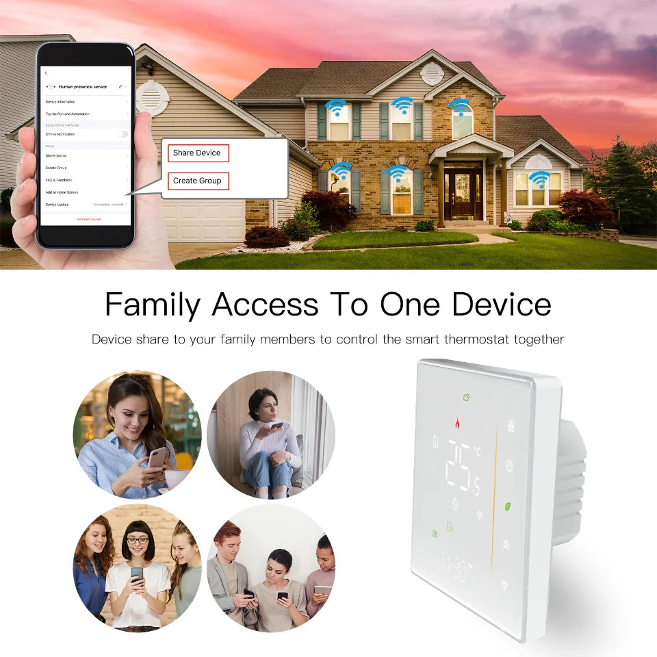 Thermostat WiFi Wireless Room Temperature Controller of Water/Electric Floor Heating Gas Boiler Humidity Tuya Work with Alexa