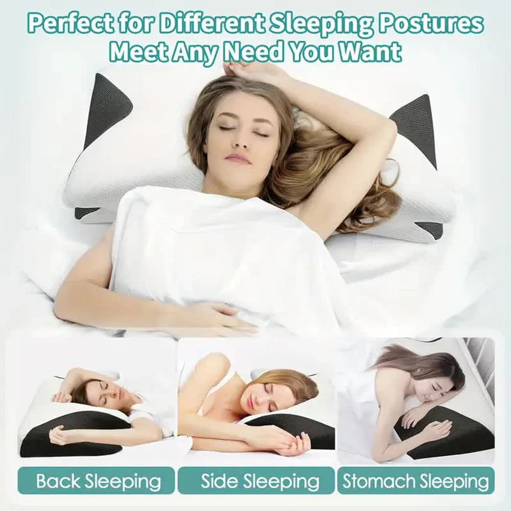 Memory Foam Neck Pillow for Cervical Support - Ergonomic Tidesmit Design Back Massage Instrument Tidesmit