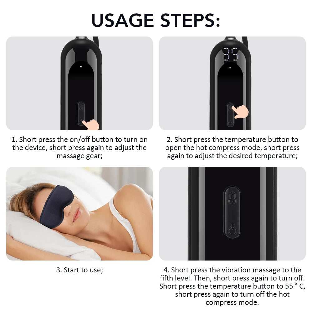 Heated Eye Massager Mask for Stress Relief - Portable Wellness Device Relaxation Treatment Tidesmit