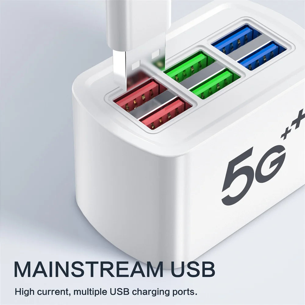 Universal 6 USB Charger Fast Charging Adapter Mobile Phone Power Strip with 1m Cable 6 USB HUB Charging Station For Home Office