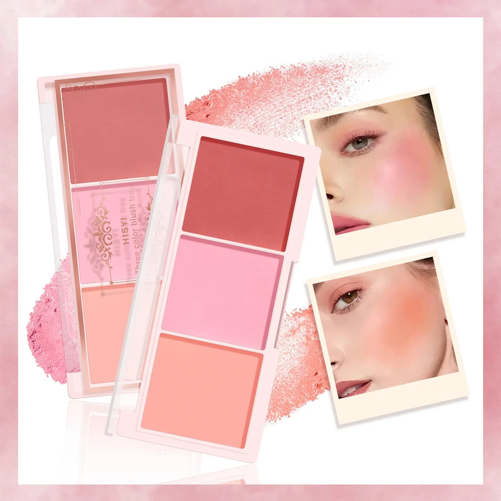 Tidesmit 3-Color Cheek Red Plate for nude makeup with natural matte finish and long-lasting high color payout