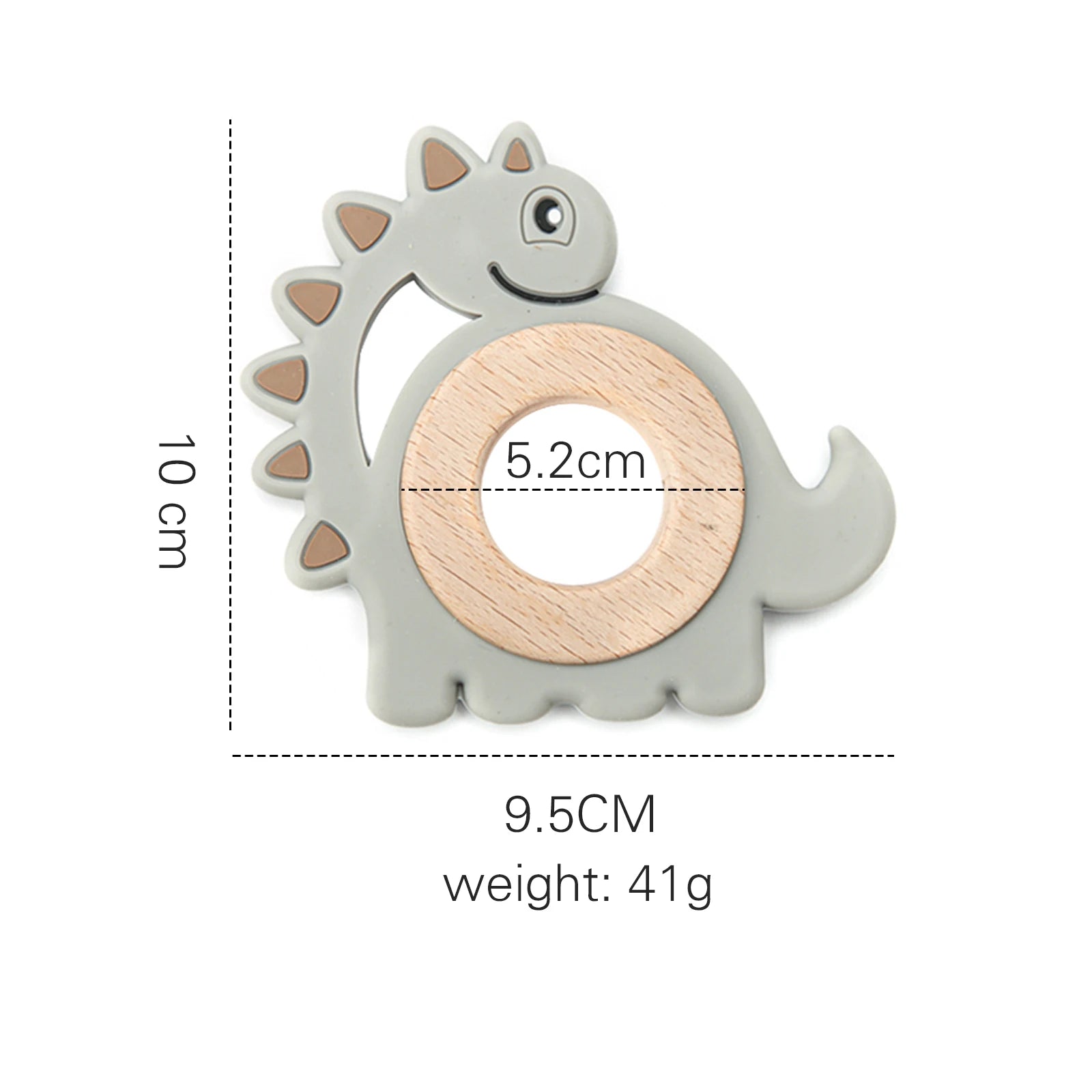 Baby Silicone Teether Toys,Perfect for Teething Toys 0-3-6 Months and Shower Gifts, BPA-Free, Ergonomic Dinosaur Wood Design.