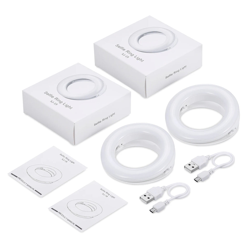 Selfie Ring Light Rechargeable LED for Phone & Laptop | Tidesmit 2PCS White Tidesmit