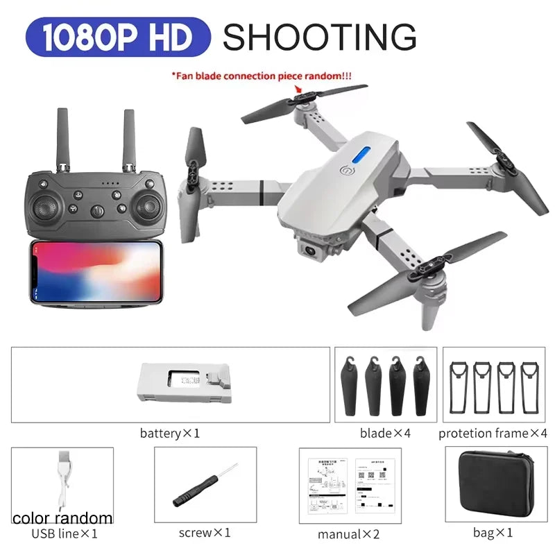 4K Camera Drone - Foldable Quadcopter with HD Lens for Beginners 1080P-Grey-1B Tidesmit