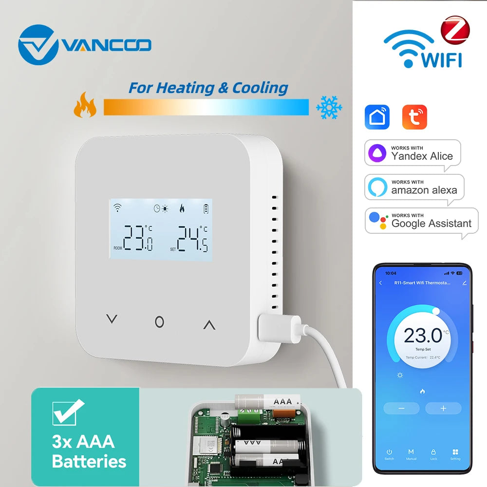 WiFi/Zigbee Thermostat for Boiler Smart Tuya Programmable Heating/Cooling Temperature Controller Alexa Google Home