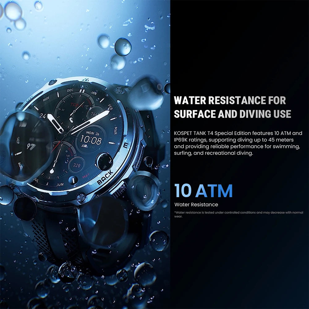 2026 New KOSPET Tank T4 SE Smart Watch for Men 6-Sat GPS Offline Maps 10ATM Waterproof Heart Rate Skiing Hiking for Android iOS
