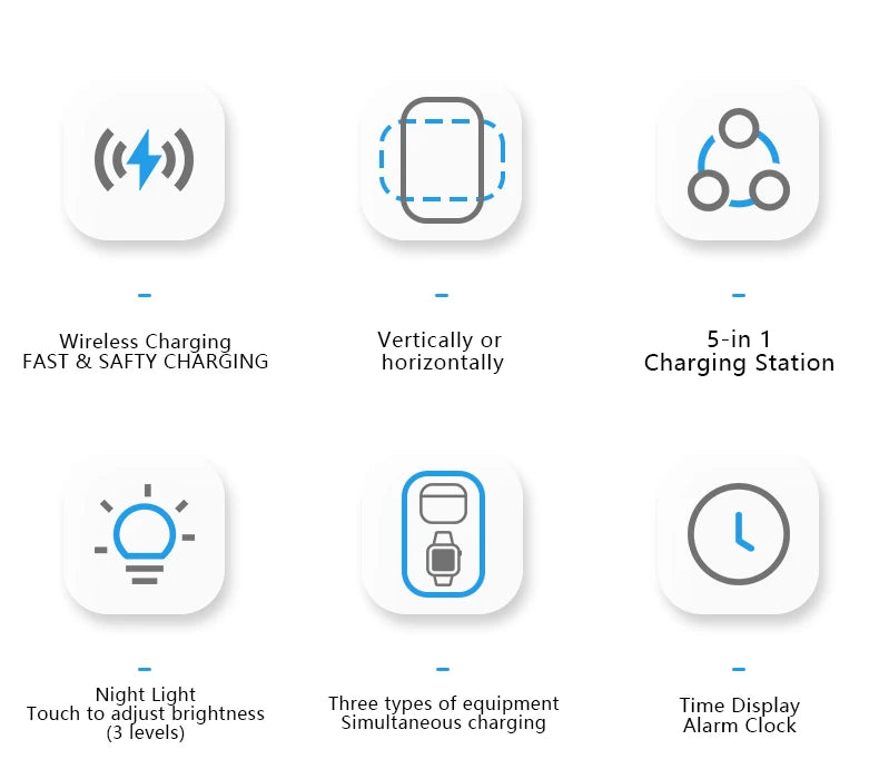 3-in-1 MagSafe Wireless Charger Station with RGB Alarm Clock Tidesmit