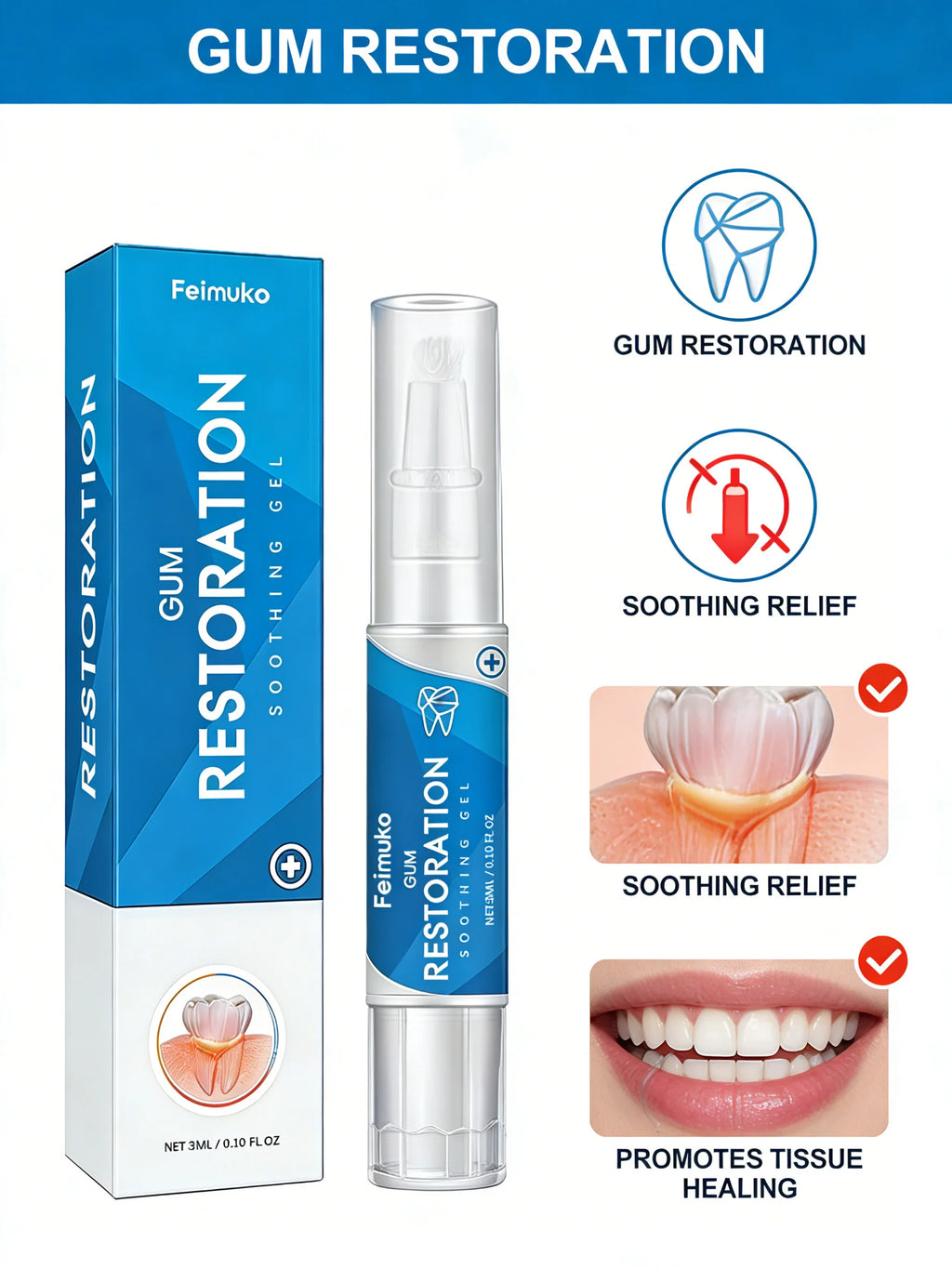 Gum Repair Gel for Sensitivity Relief and Deep Cleaning by Tidesmit Lip Care Tidesmit