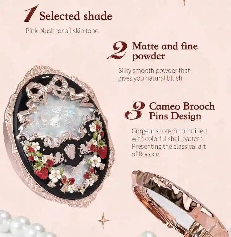 Tidesmit Flower Knows Strawberry Rococo embossed blush powder showing texture close-up for smooth long-lasting finish